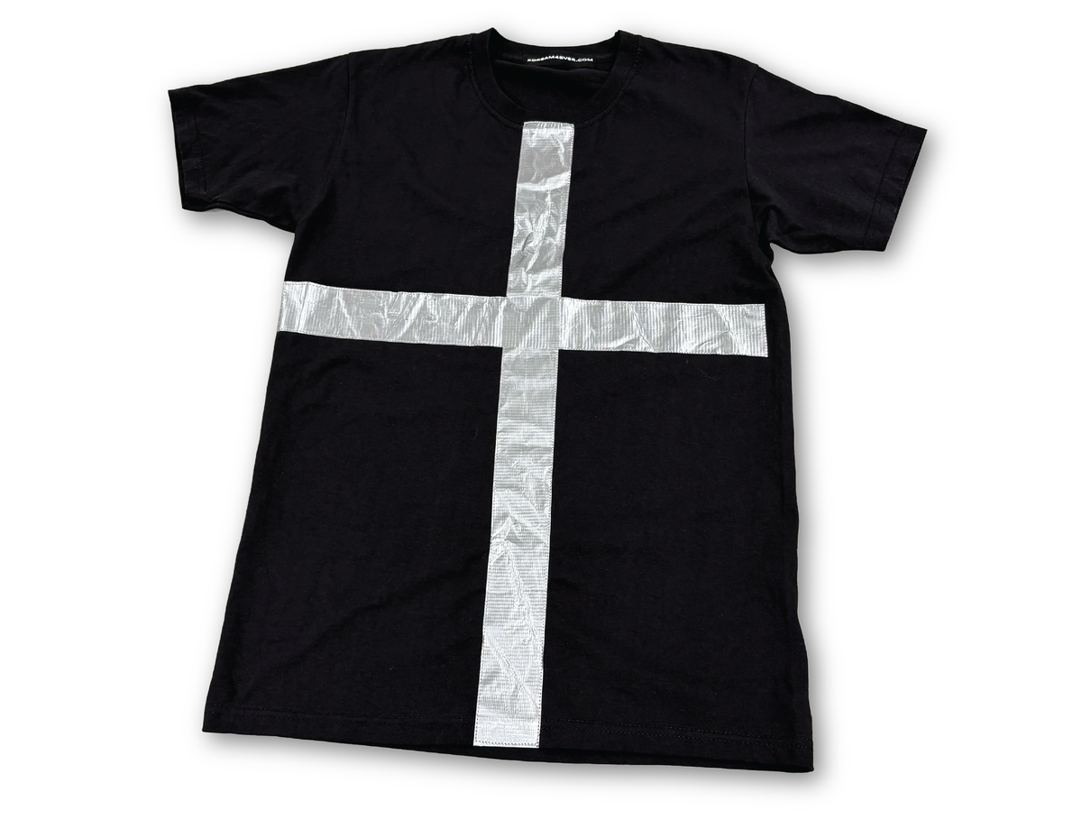 SILVER DUCT TAPE CROSS T-SHIRT